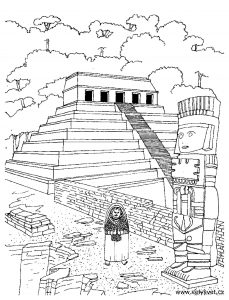 Templo azteca para colorear